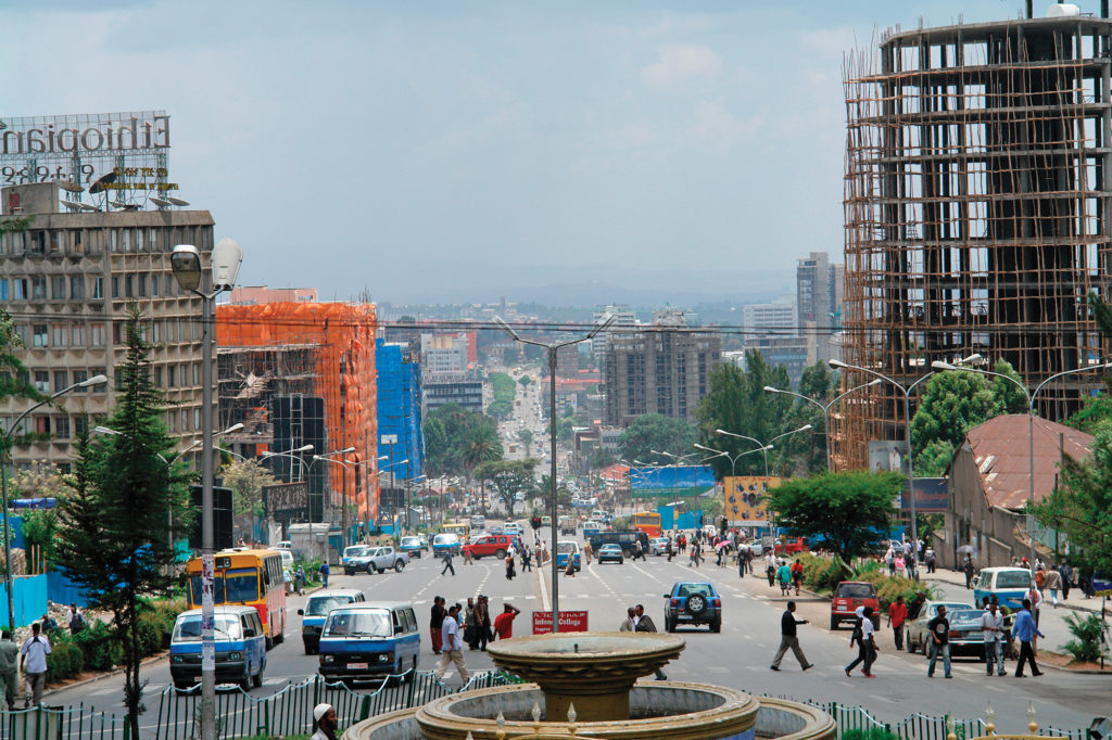 Construction sites in Addis Ababa, Ethiopia. Power Development Africa. 